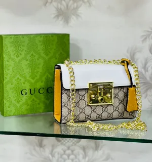 Gucci Padlock Master Quality Crossbody Bag with Lock and Key (Orange white)