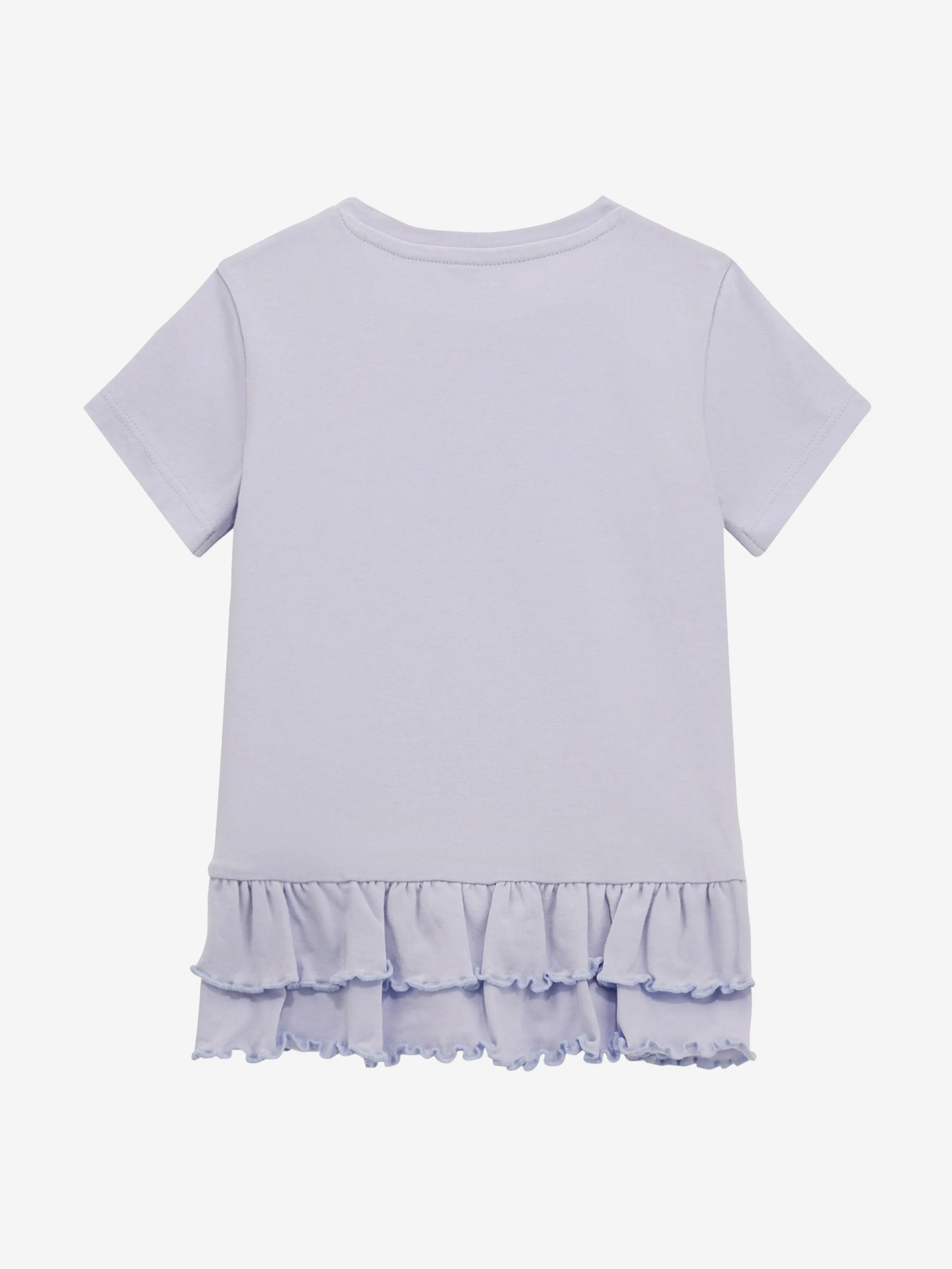 Guess Girls Logo Print Frilly T-Shirt in Blue