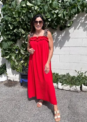 Gwyneth Red Leopard Strap Dress