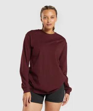 Gymshark Cotton Oversized Long Sleeve Top - Rich Maroon