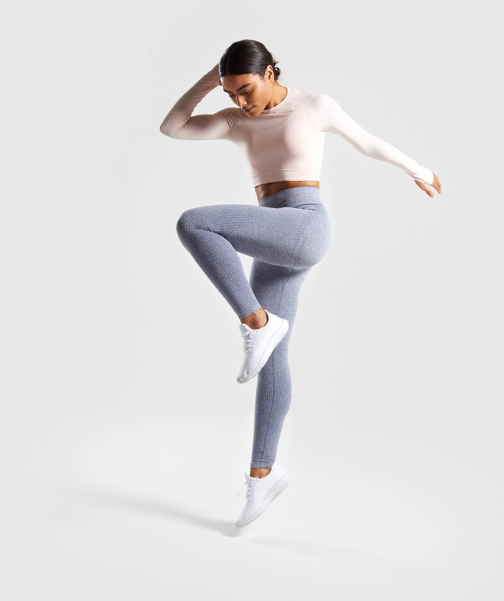 Gymshark Vital Seamless Long Sleeve Crop Top - Blush Nude Marl