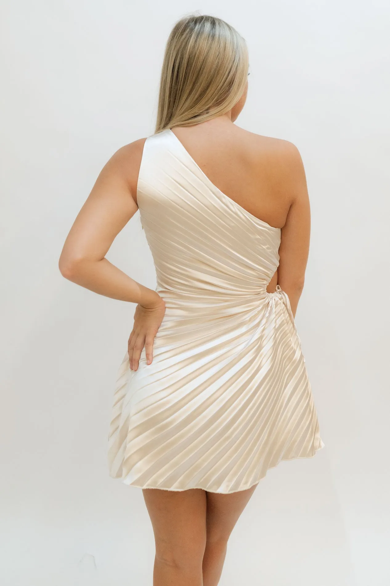 Hadley Pleated Mini Dress - Off White