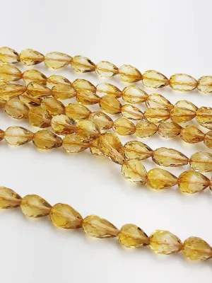HALF OFF SALE - Citrine Faceted Pear Gemstone Beads, Full Strand, Semi Precious Gemstone, 8"