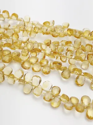 HALF OFF SALE - Citrine Flat Faceted Pear Gemstone Beads, Full Strand, Semi Precious Gemstone, 8"
