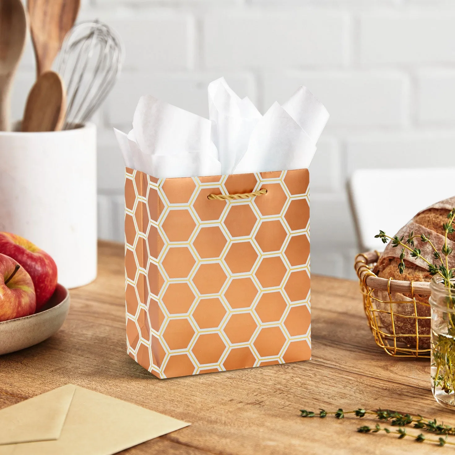 Hallmark 6.5'' Copper Hexagons Small Gift Bag