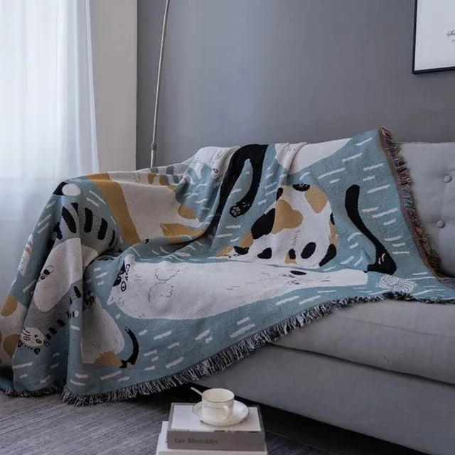 Halloween Black Cat Knitted Blanket