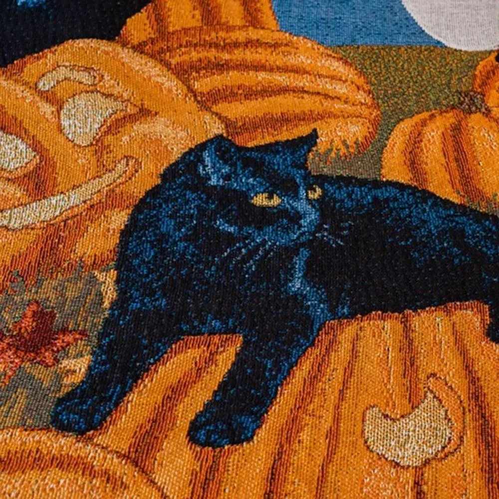 Halloween Black Cat Knitted Blanket