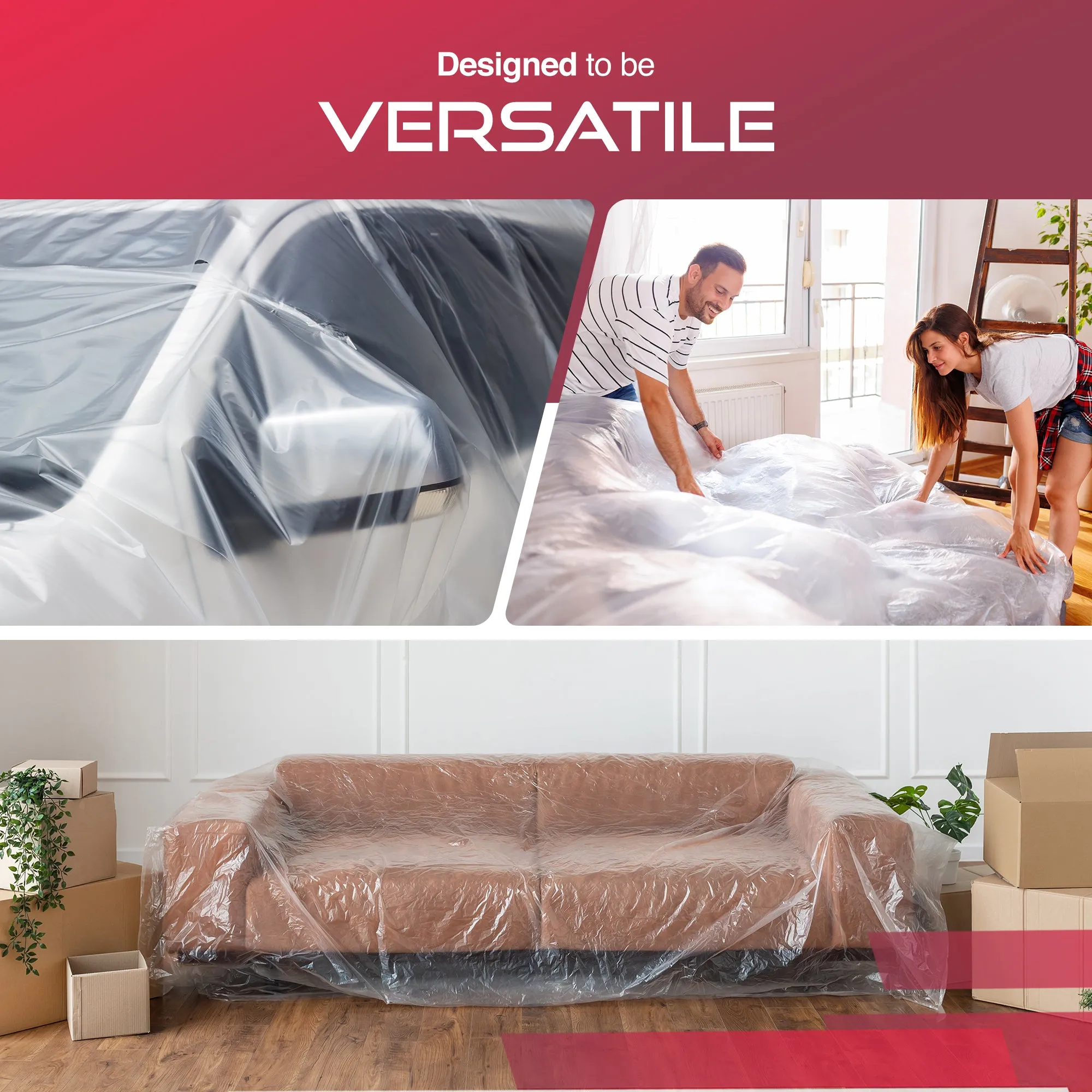 Haltons - White LDPE Dust Sheets - Paint Protection & Dust Cover for Renovation - Multi-Pack Plastic Cloth for Furniture, Floor & Debris Protection - Recyclable & Durable