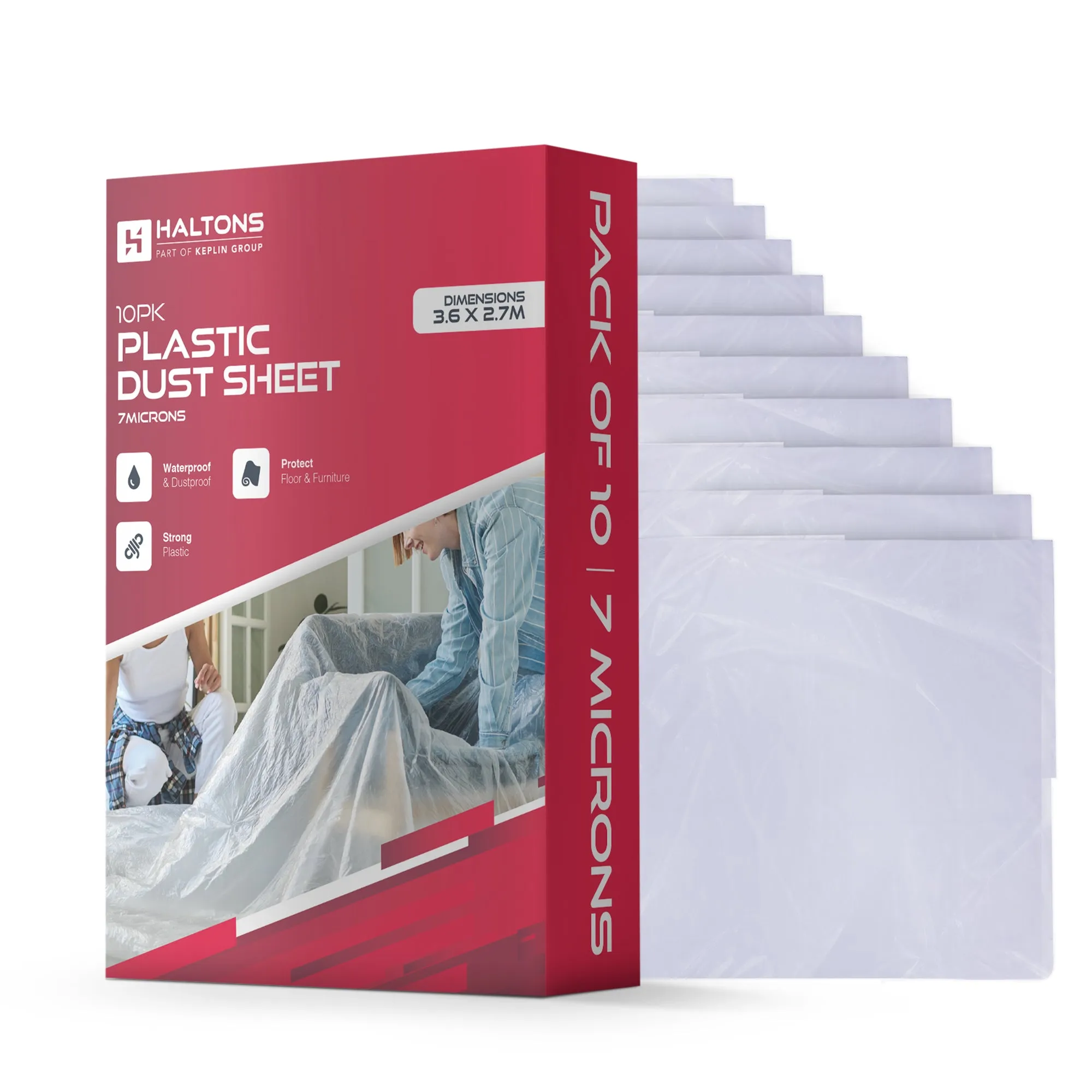 Haltons - White LDPE Dust Sheets - Paint Protection & Dust Cover for Renovation - Multi-Pack Plastic Cloth for Furniture, Floor & Debris Protection - Recyclable & Durable