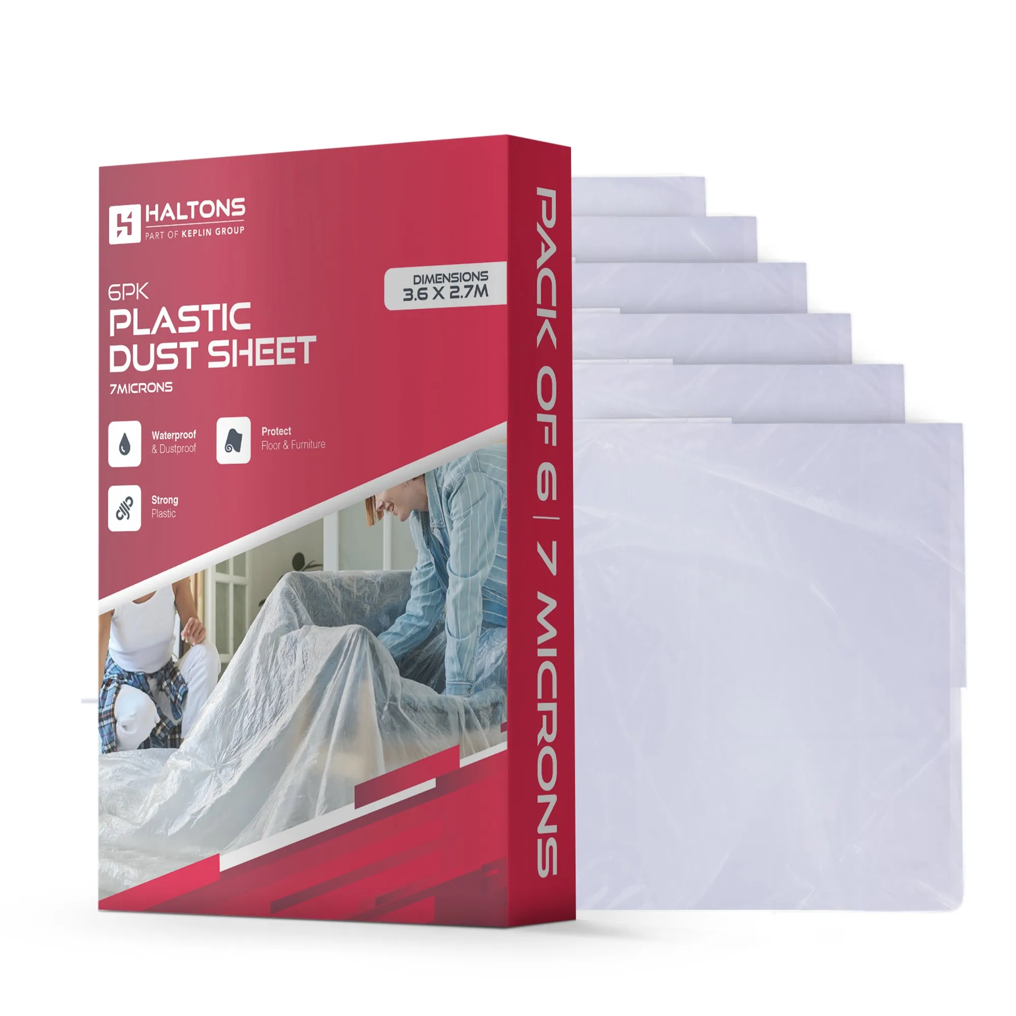 Haltons - White LDPE Dust Sheets - Paint Protection & Dust Cover for Renovation - Multi-Pack Plastic Cloth for Furniture, Floor & Debris Protection - Recyclable & Durable
