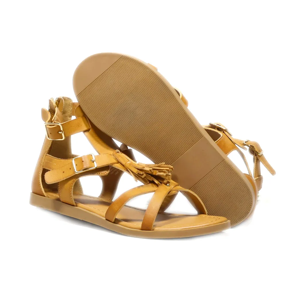 H&M Flat Sandals Leather Brown Colour For Women