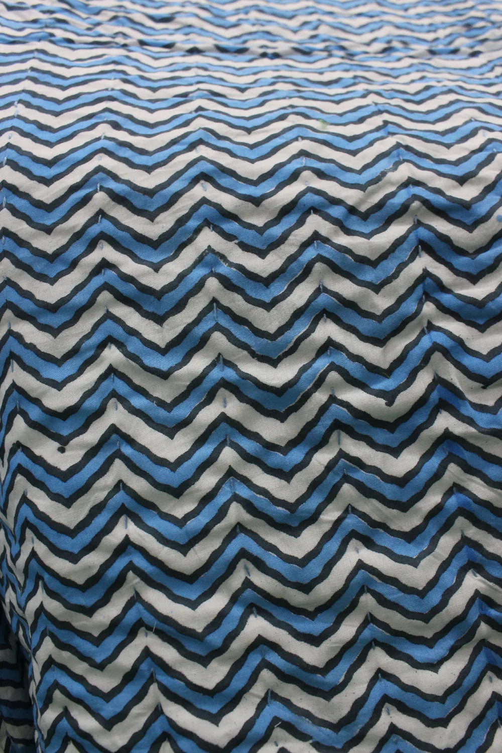 Hand Block Print 100% Cotton Sofa Throw Lightweight , Reversible Hand Quilted Striped