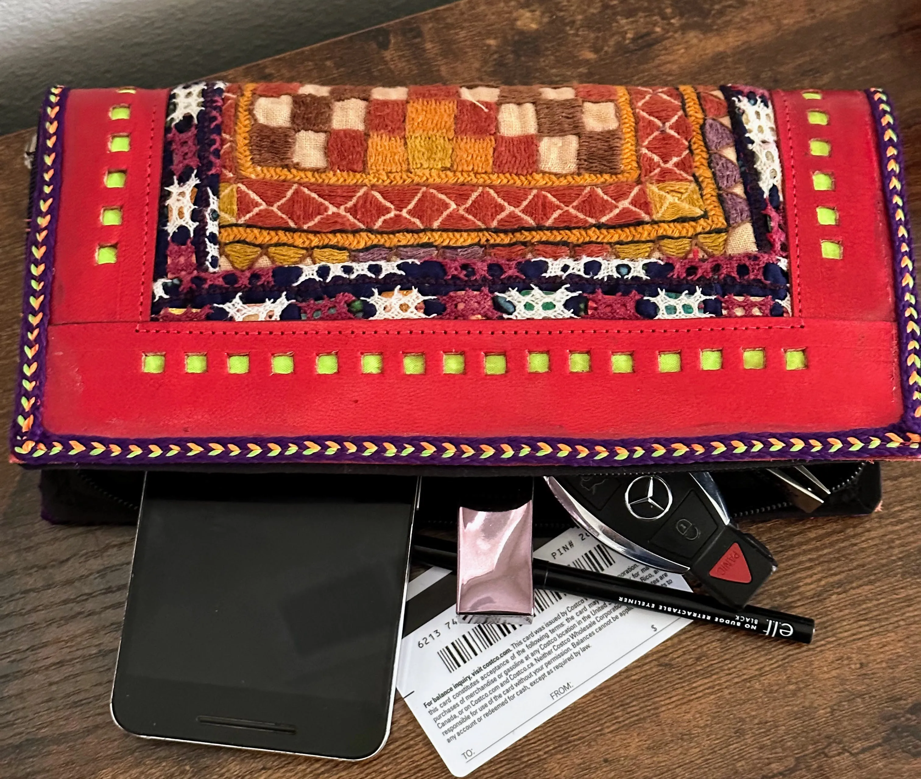 Hand Crafted Kutch Embroidered Clutch Wallet [Red]