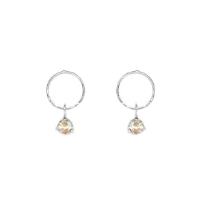 Hand Hammered Circle   Faceted Citrine Earring