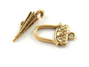 Handbag & Umbrella Toggle - Gold Tone
