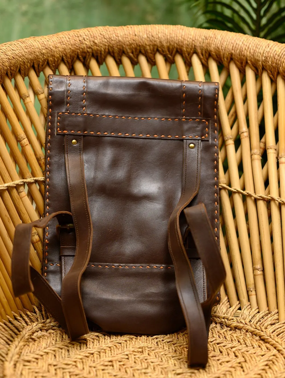 Handcrafted Leather Backpack with Hand Stitch Detail