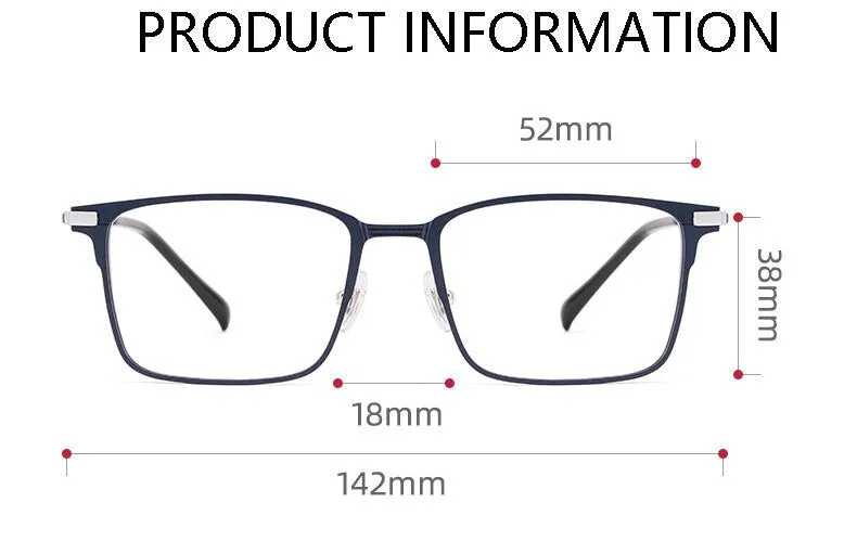 Handoer Unisex Full Rim Square Aluminum Magnesium Alloy Eyeglasses 5051