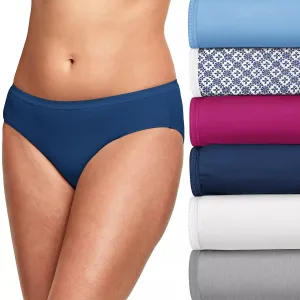 Hanes Ultimate Women's Breathable Cotton Hipster Panties 6 Piece 41H6CC Hanes