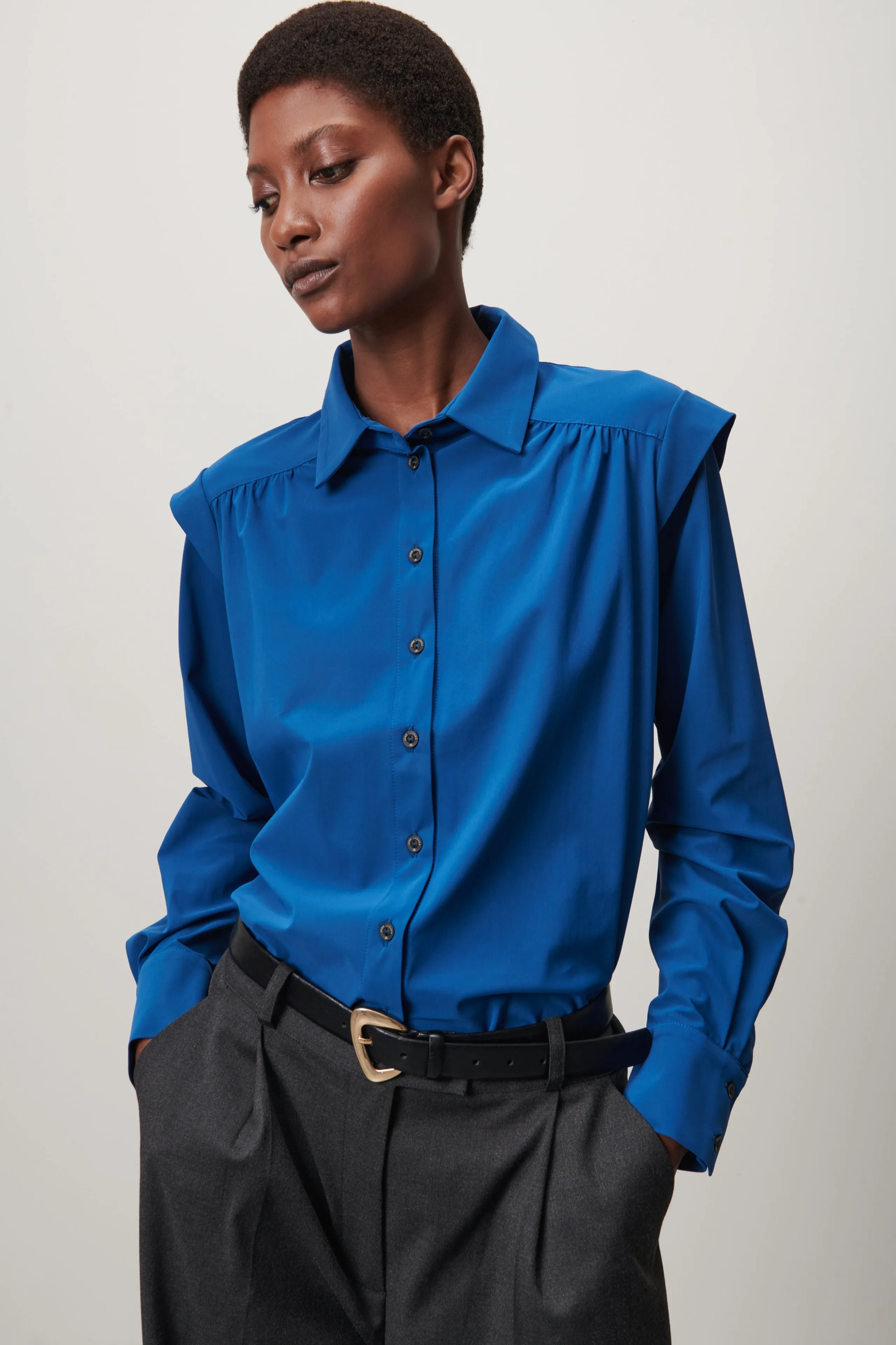 Hanna Blouse Technical Jersey | Light blue