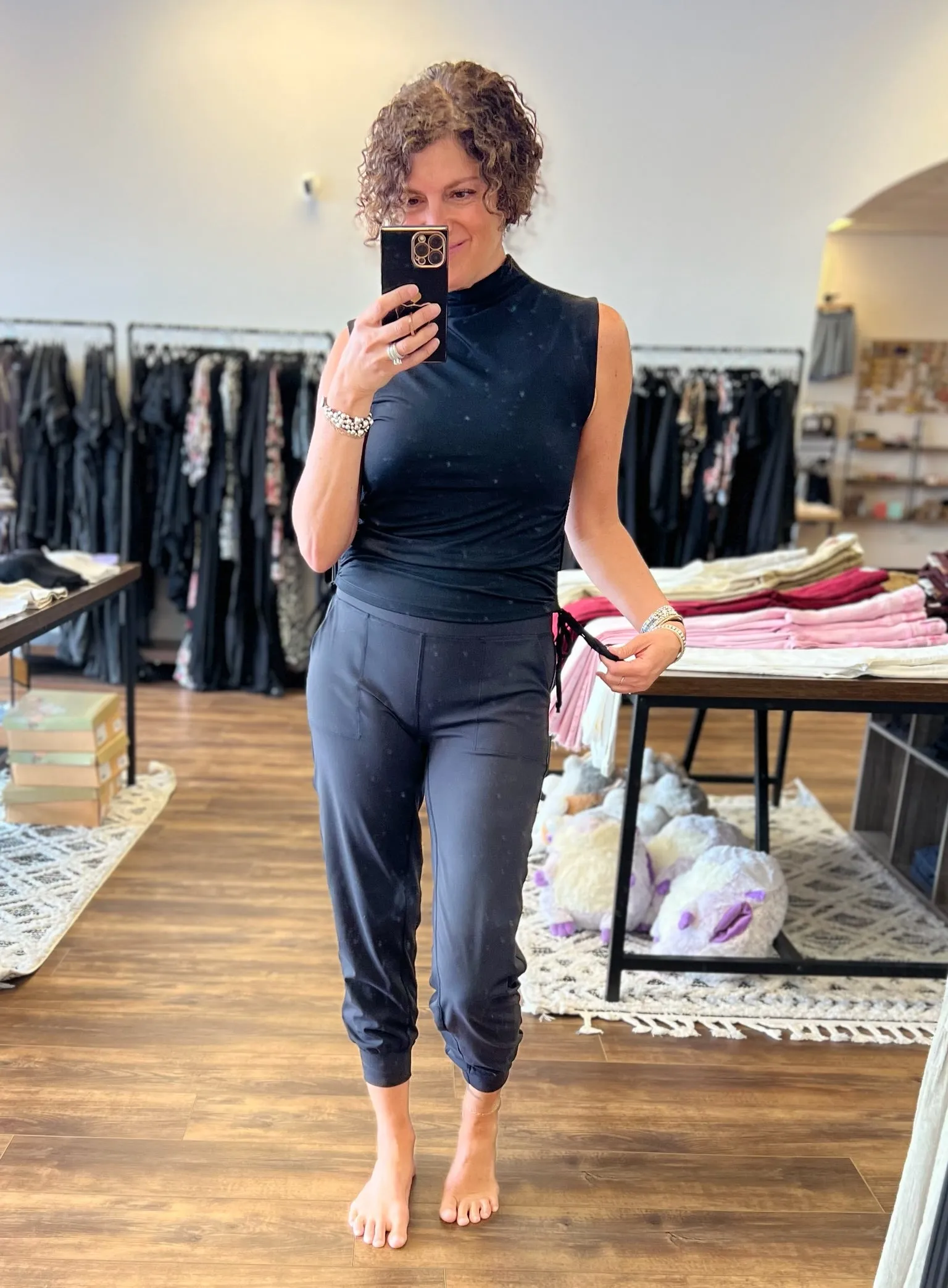 Hannah - Ruched Cinch Waist Mock Neck Top