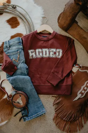'Harper' Girls Burgundy 'Rodeo' Cowprint Sweatshirt (XS-XL)