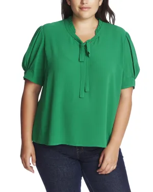 Harper Short Sleeve V-Neck Ruffled Top | Light Green