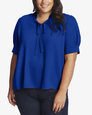 Harper Short Sleeve V-Neck Ruffled Top | Royal Blue