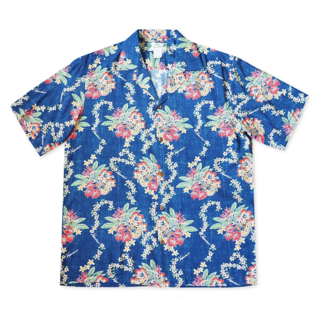 Hawaii Lei Blue Hawaiian Rayon Shirt