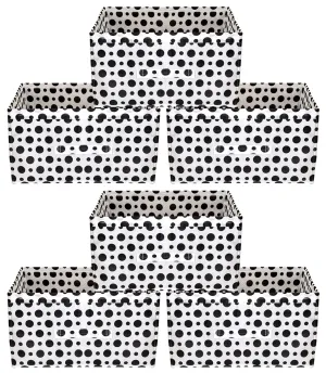Heart Home Dot Printed Printed Multipurposes Rectangular Flodable Storage Box, Drawer Storage and Cloth Organizer- Pack of 6 (Black & White)-HS43HEARTH26349