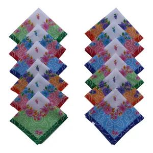 Heart Home Handkerchiefs|Soft Cotton Bandhani Print Hankies for Woman,Girls & Wicking Sweat from Hands,Face,Set of 12 (Multicolor)