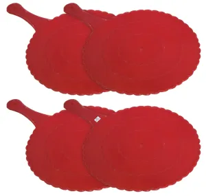 Heart Home Plastic Lightweight Handfan|Hath Pankha|Beejna for Natural Cooling Air Home Decor and Travel Useful, Pack of 4 (Red)