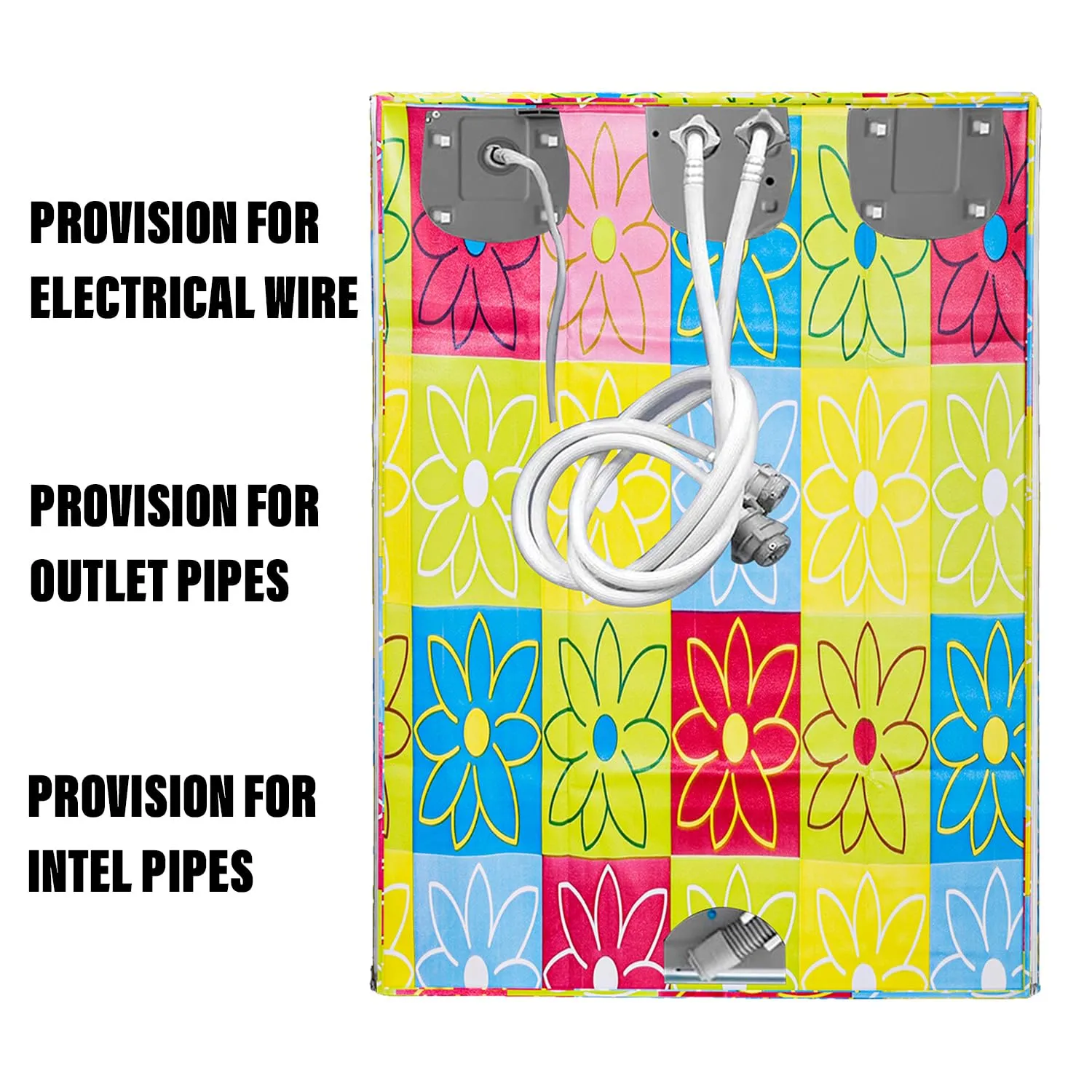 Heart Home Washing Machine Cover | Yellow & Check Print Washing Machine Cover | PVC | Top Load Fully-Automatic Washing Machine Cover | Multi