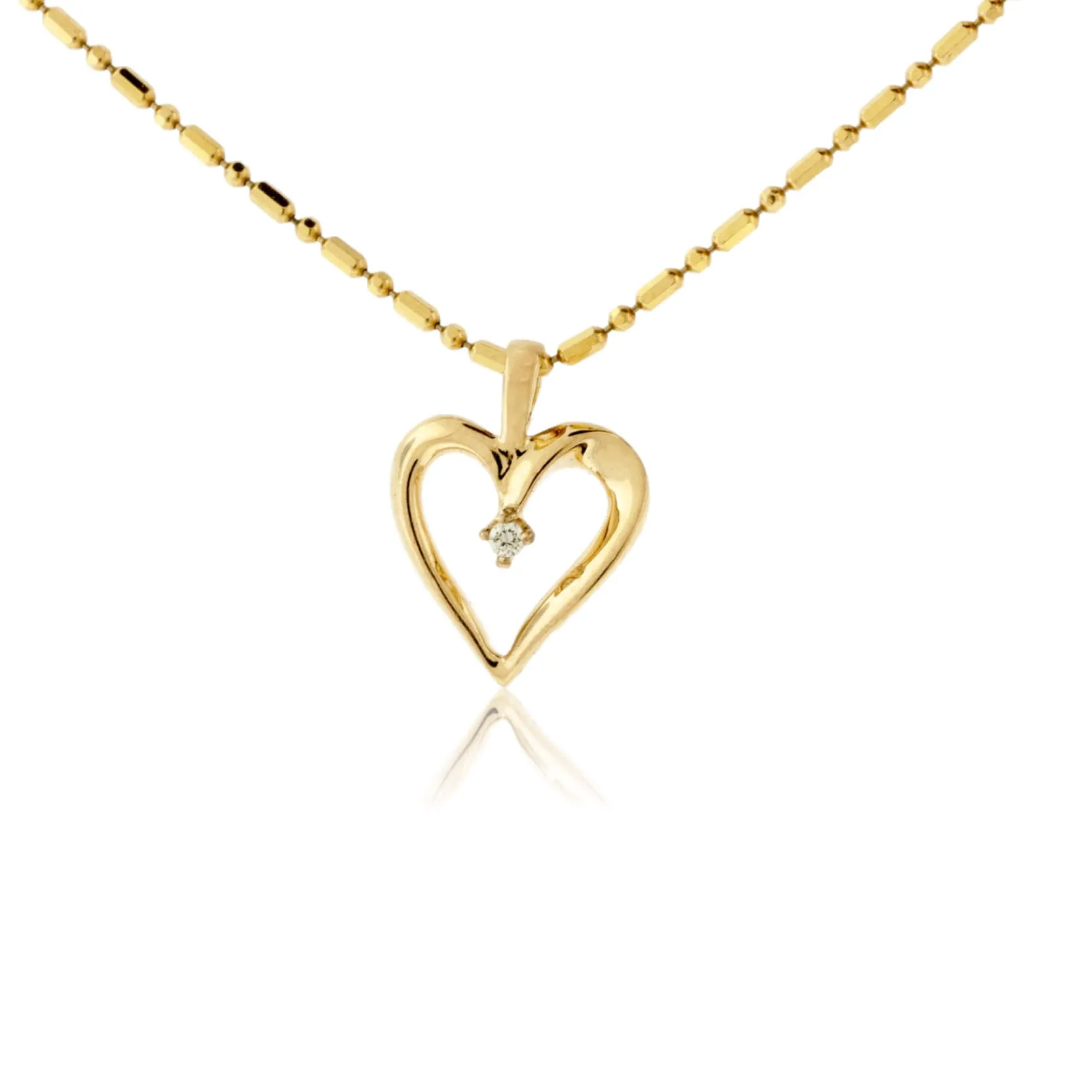 Heart Outline Pendant with Diamond Center