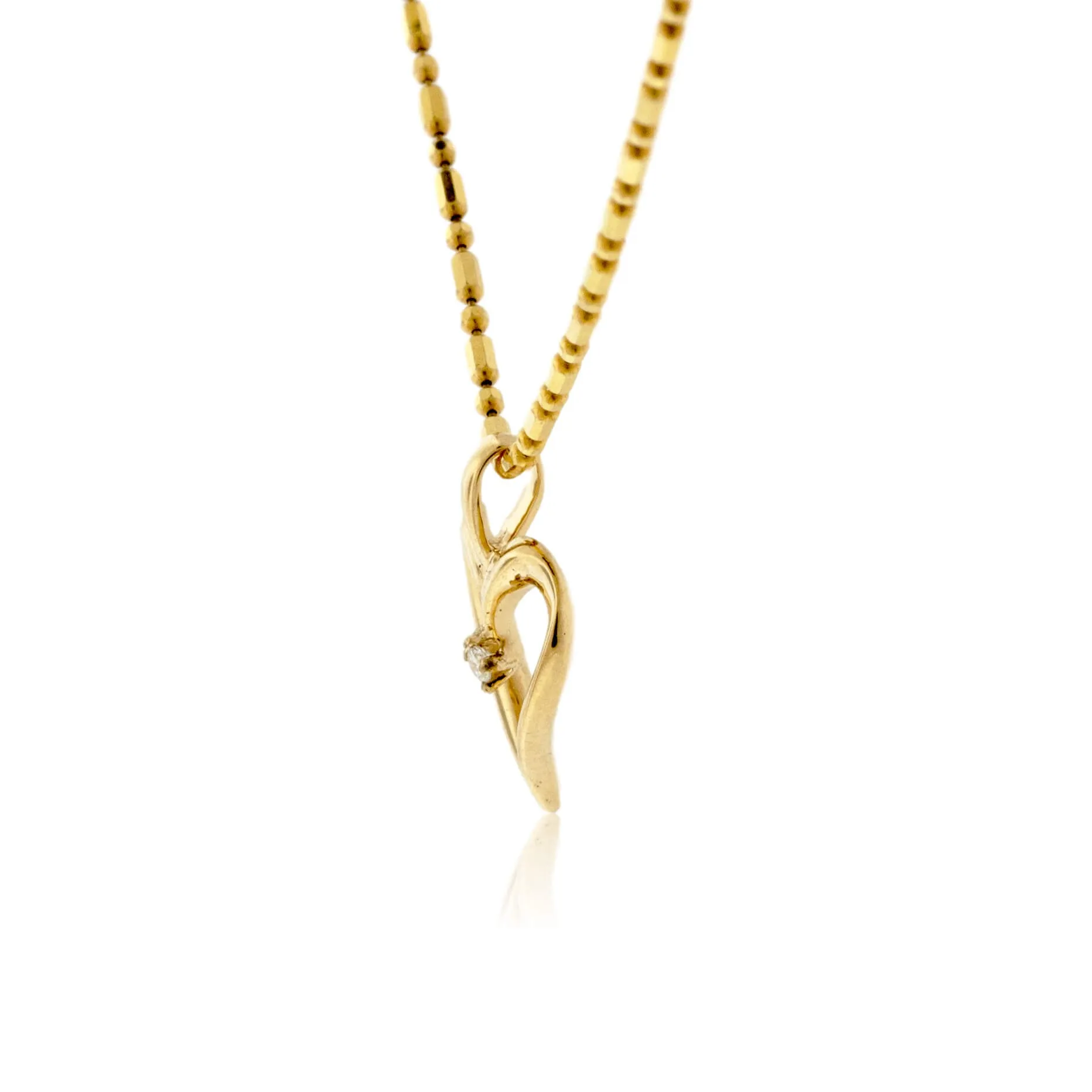 Heart Outline Pendant with Diamond Center