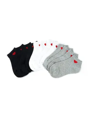 Heart Pattern Detail Ankle Socks 6pairs