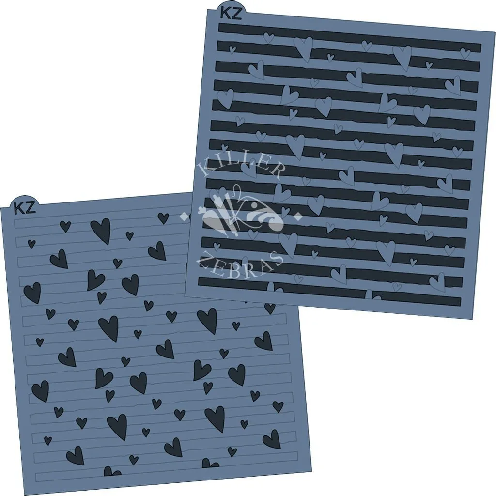 Hearts & Stripes 2pc KZ Stencil