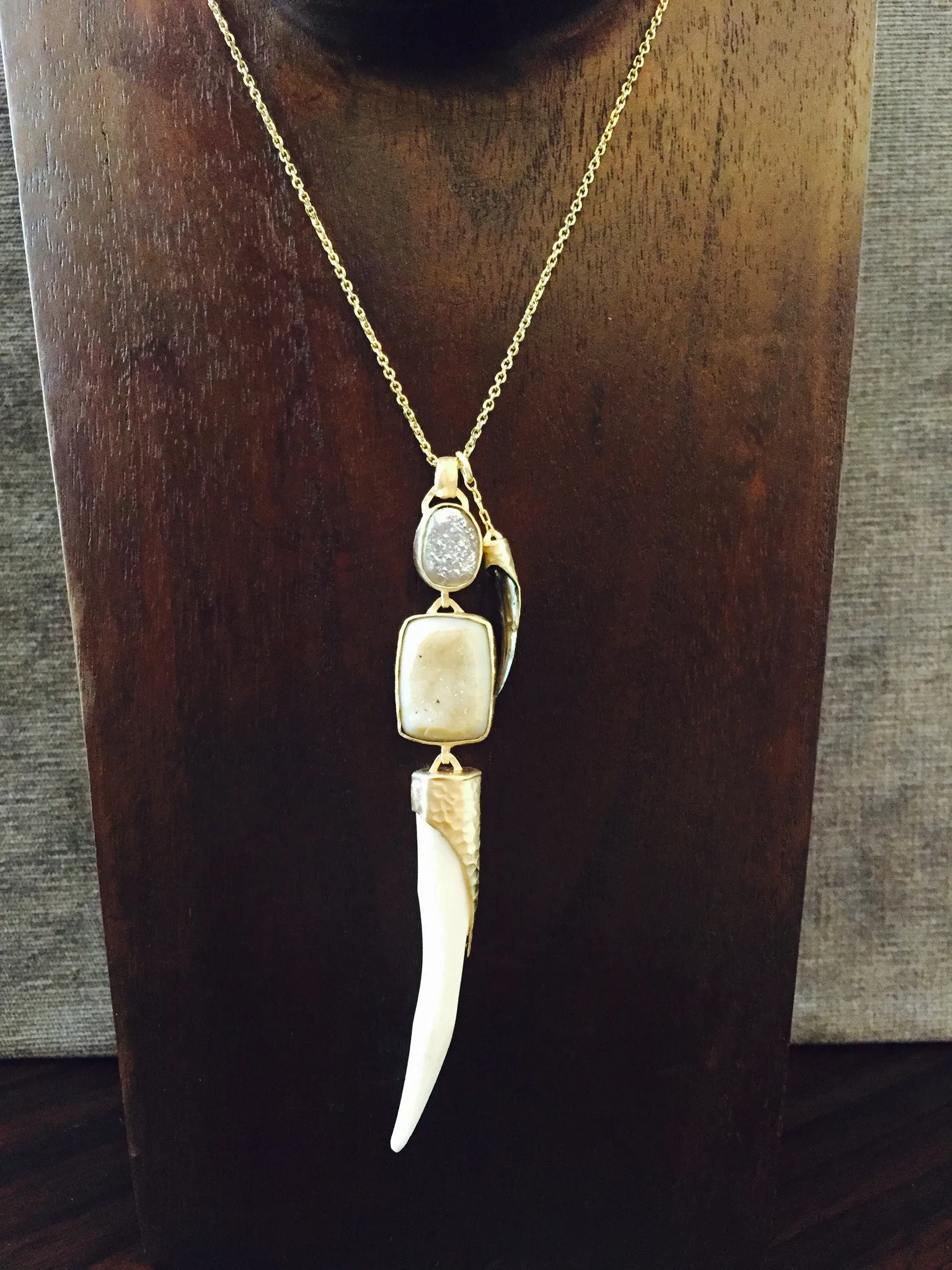 Heather Benjamin | White Bone & Drusy Necklace