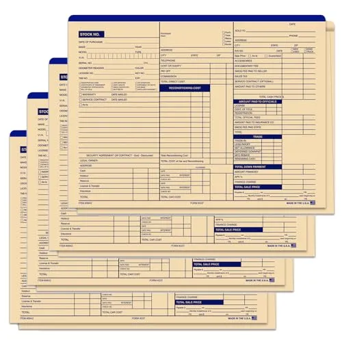 Heavy Stock 3-in-1 Deal Jackets for Automotive Dealerships (Form #237) - 125# Heavy Duty Buff Stock (9 Pt.) - 12" × 9" Size with 1/2" Extension - Tall Side Printing - Shrink-Wrapped (100/Pack)