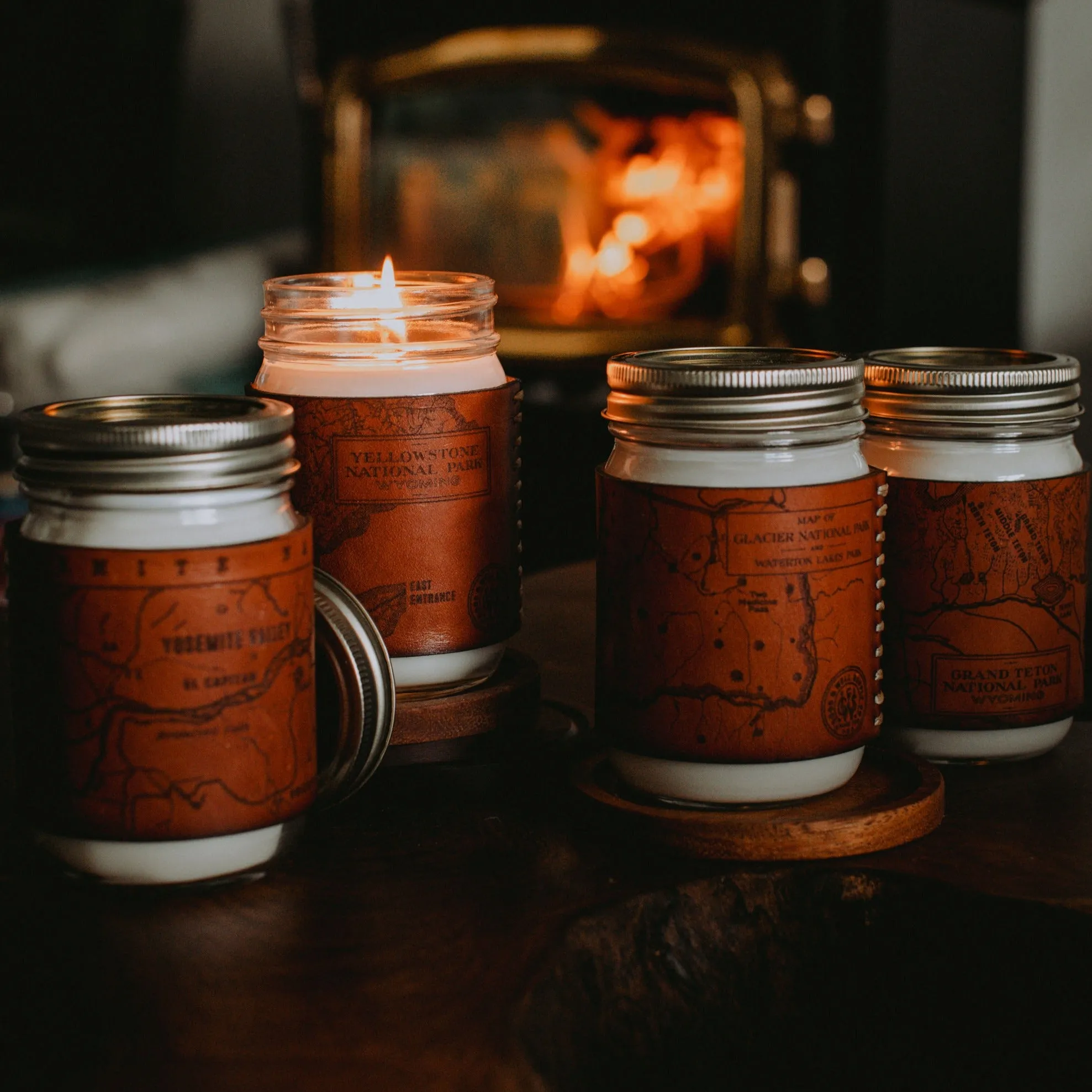 Heritage Park Maps Leather Candle