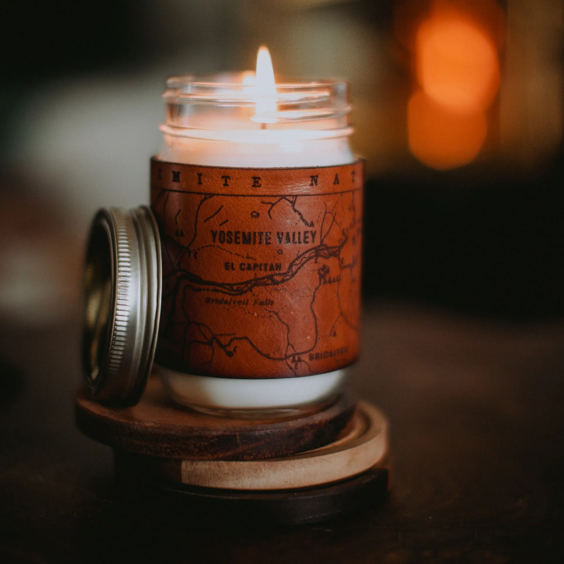 Heritage Park Maps Leather Candle
