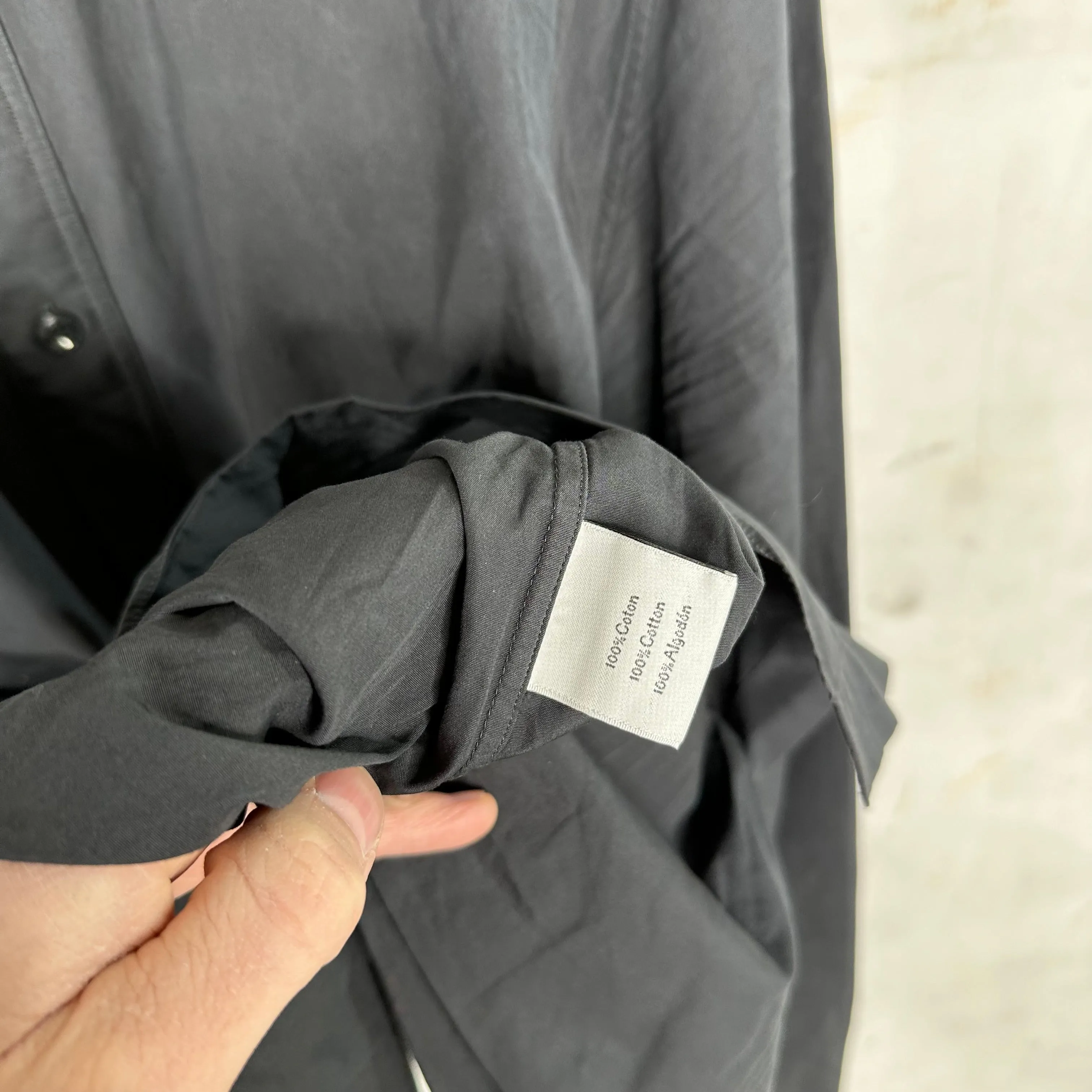 Hermes Plain Black Button Up