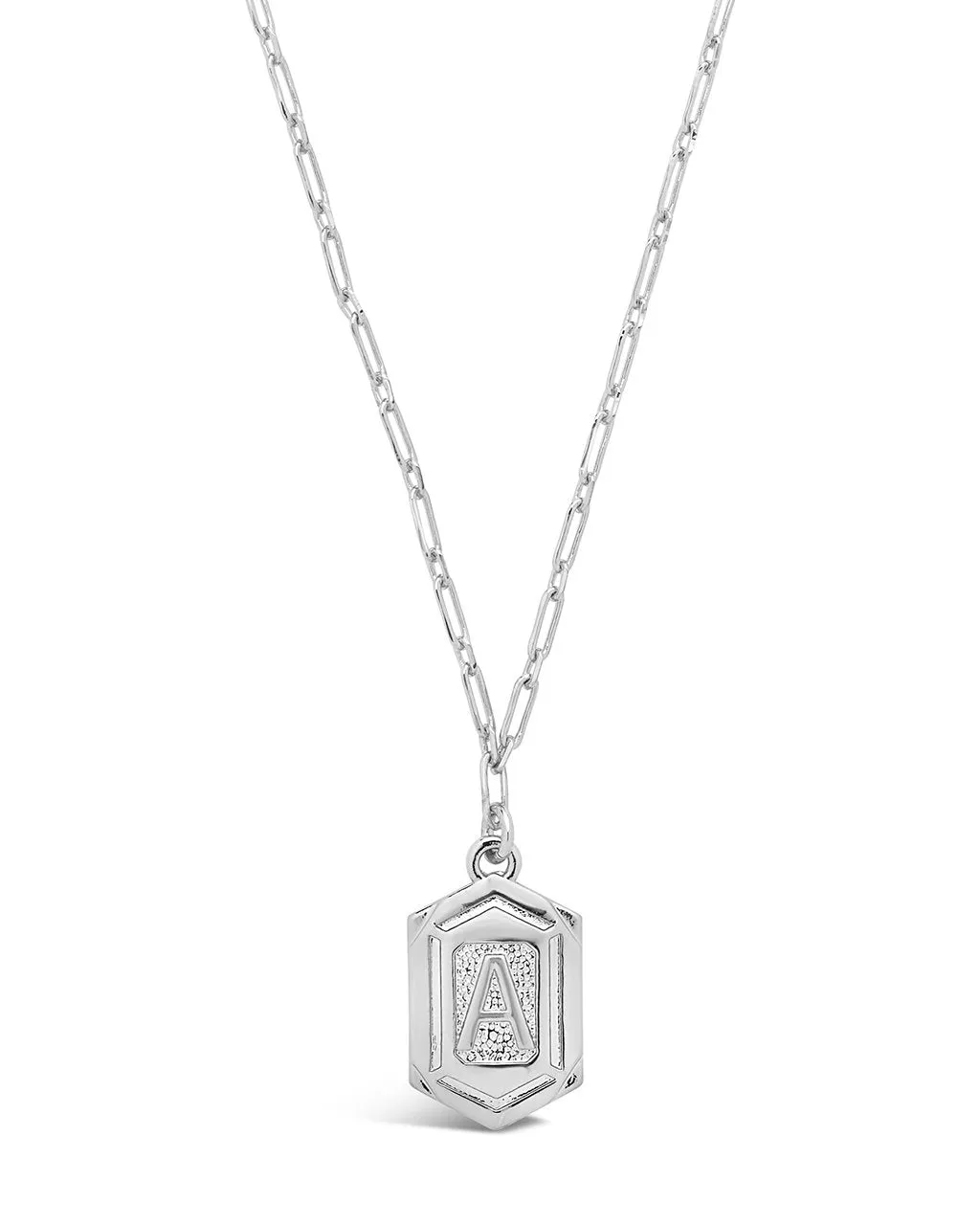 Hexagon Tag Initial Pendant Necklace
