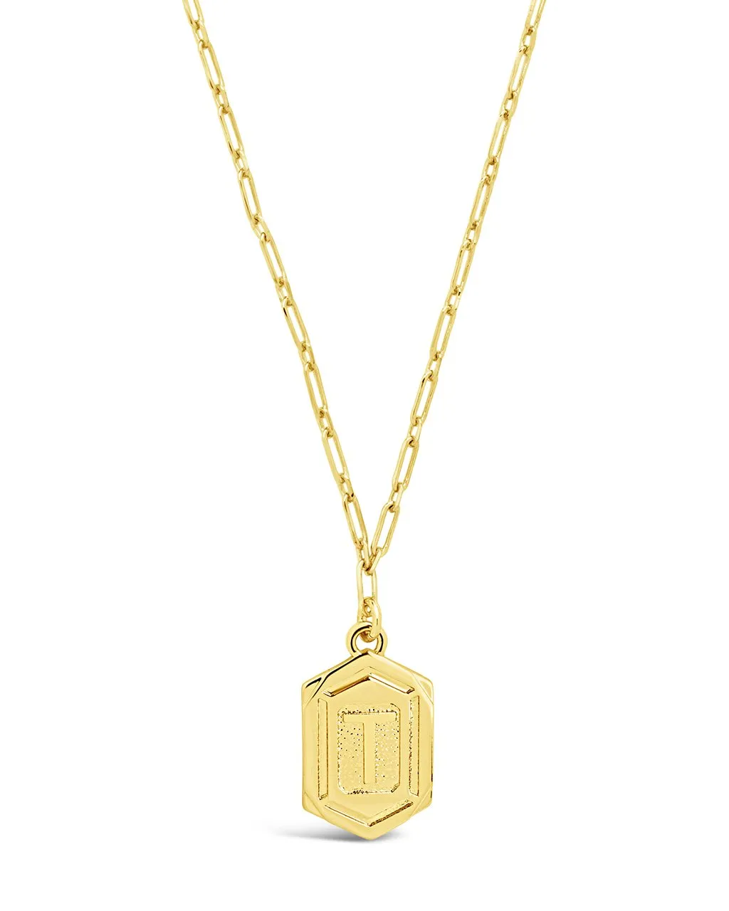 Hexagon Tag Initial Pendant Necklace