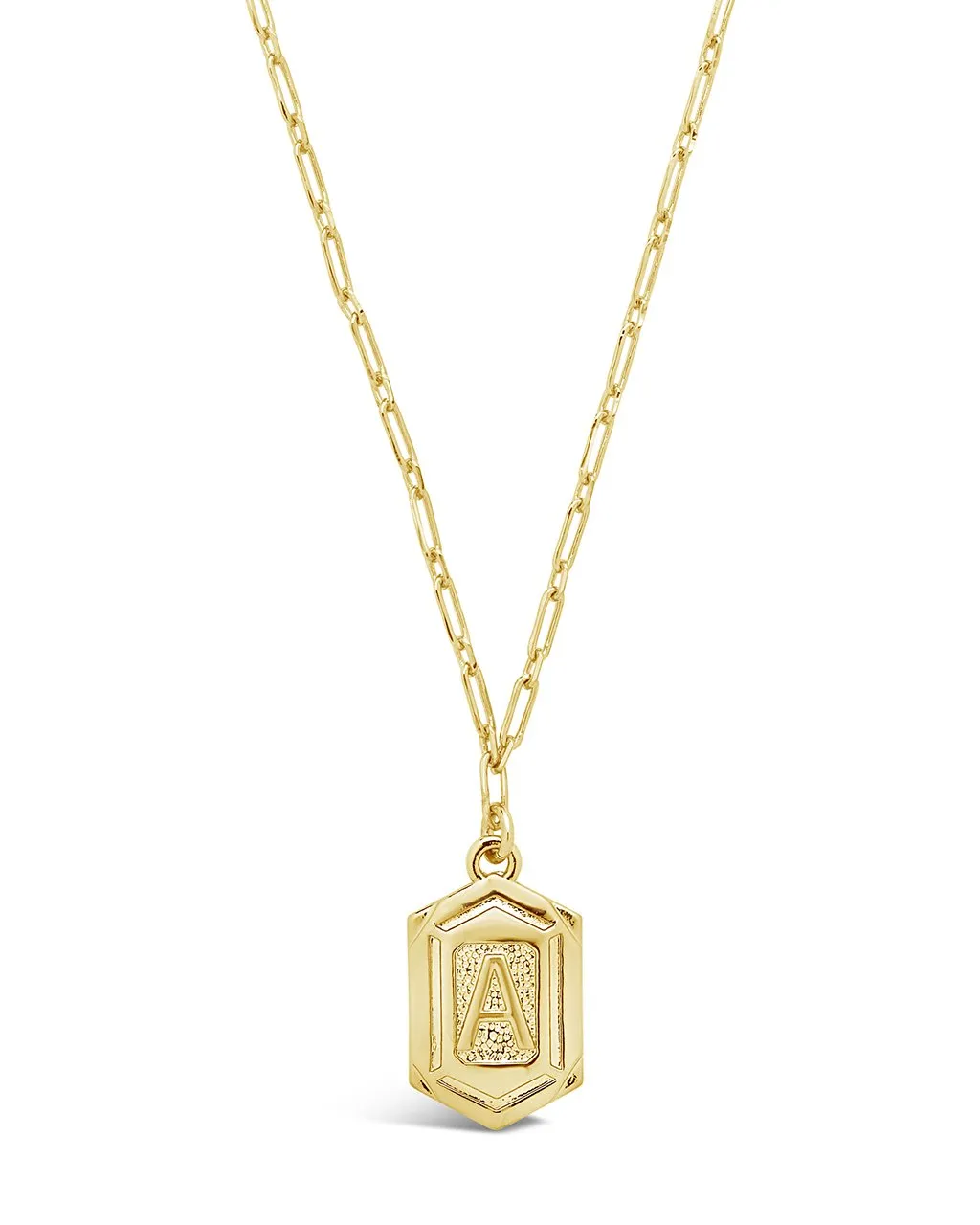 Hexagon Tag Initial Pendant Necklace