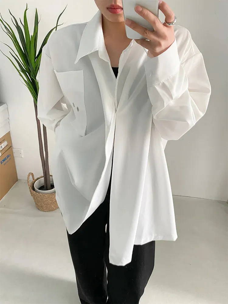 HEYFANCYSTYLE Korean Style Oversized White Blouse