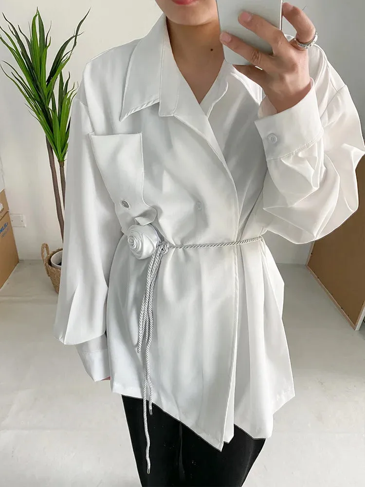 HEYFANCYSTYLE Korean Style Oversized White Blouse