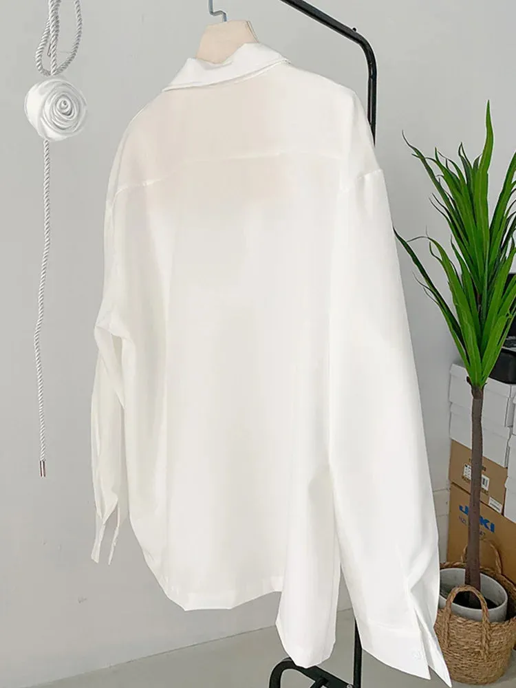 HEYFANCYSTYLE Korean Style Oversized White Blouse
