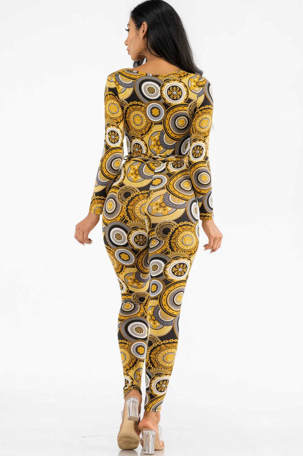 HH626X-GEO - LONG SLEEVE BODYCON JUMPSUIT