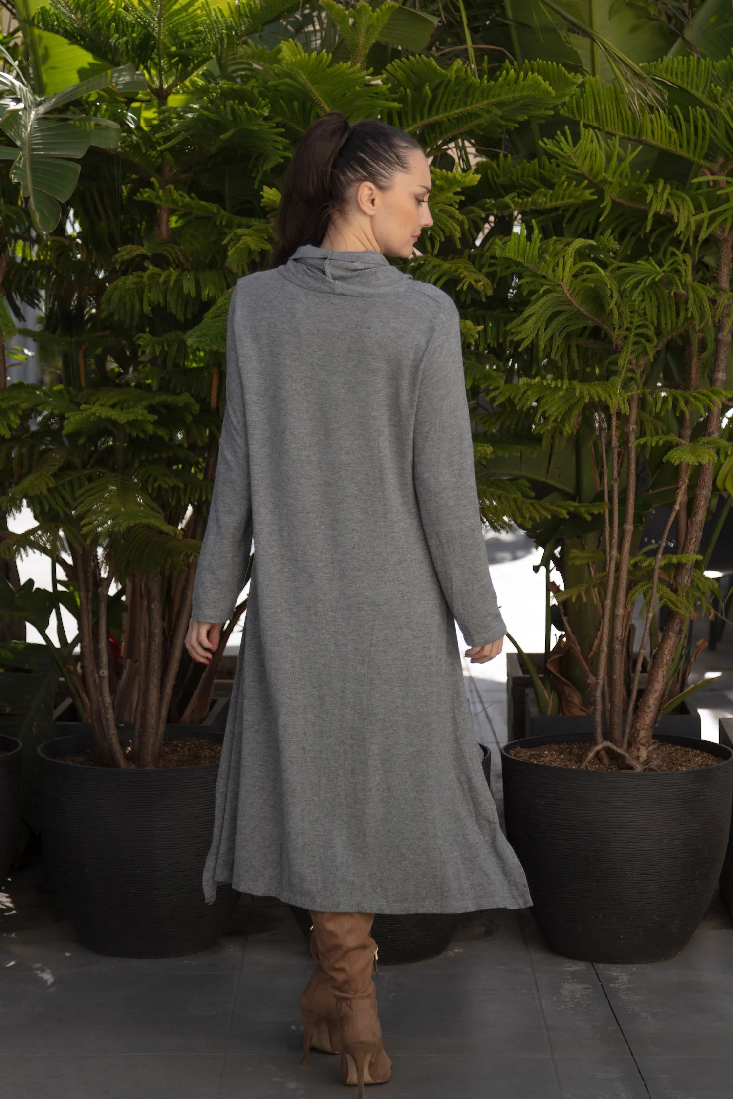 Hi-Lo Cowl Neck Dress