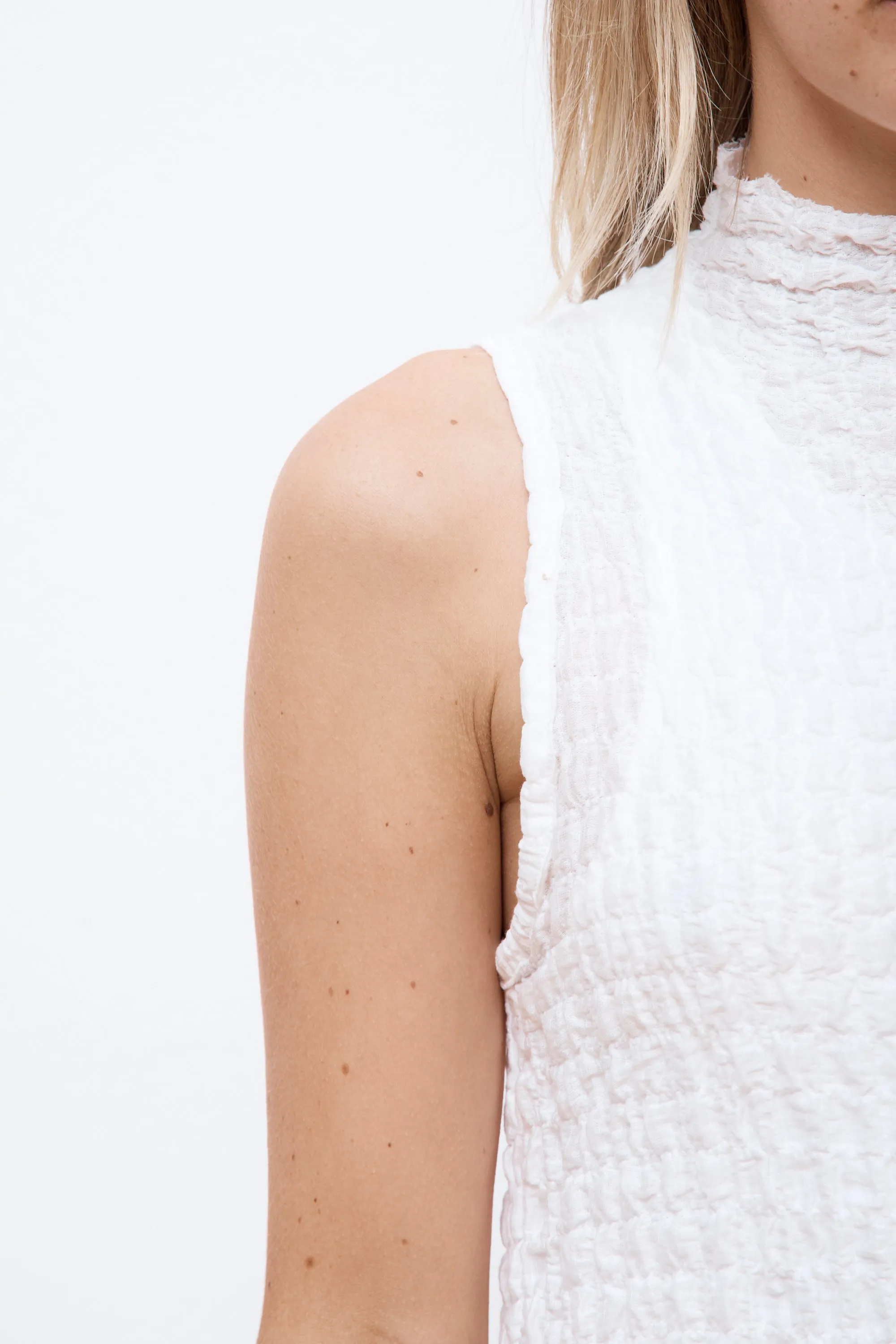 High Neck Sleeveless Dress White